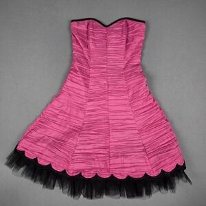 Vintage Jessica McClintock Gunne Sax Dress 3 Pink Black Tulle 90s Y2K Prom Party